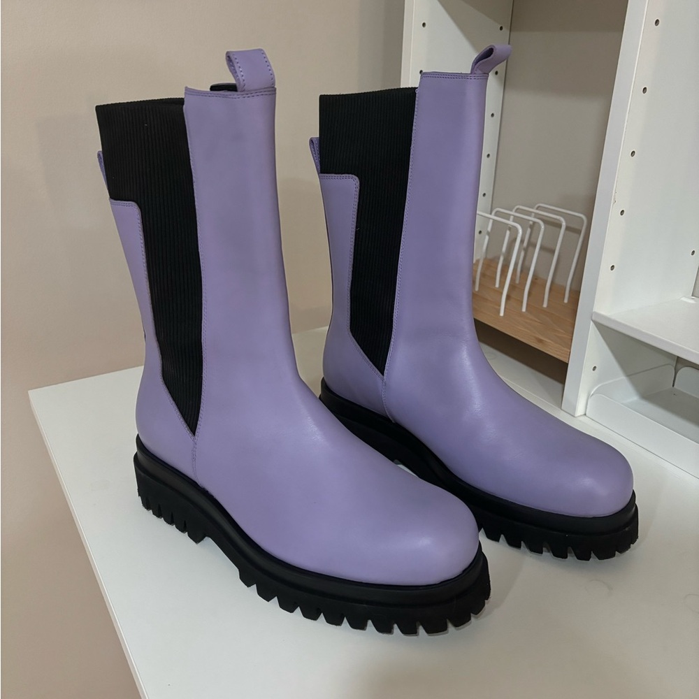 COS brand. Purple leather boot. Gender neutral.